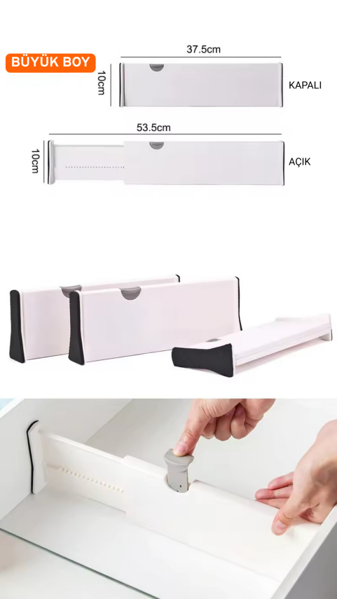 Büyük Boy Ayarlı Çekmece Ayırıcı 3'lü Paket - 2