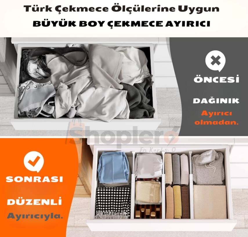 Büyük Boy Ayarlı Çekmece Ayırıcı 3'lü Paket - 7