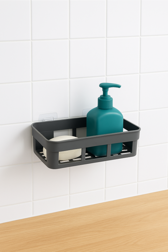 İkili Yapışkan Mutfak Banyo Organizeri Seti, Antrasit - 3