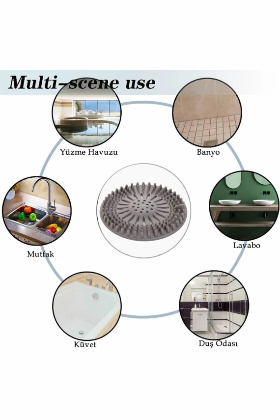 Yuvarlak Lavabo Banyo Süzgeç, Antrasit - 3